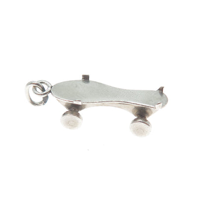925 Sterling Silver Antique Art Deco Skateboard 3D Charm Pendant