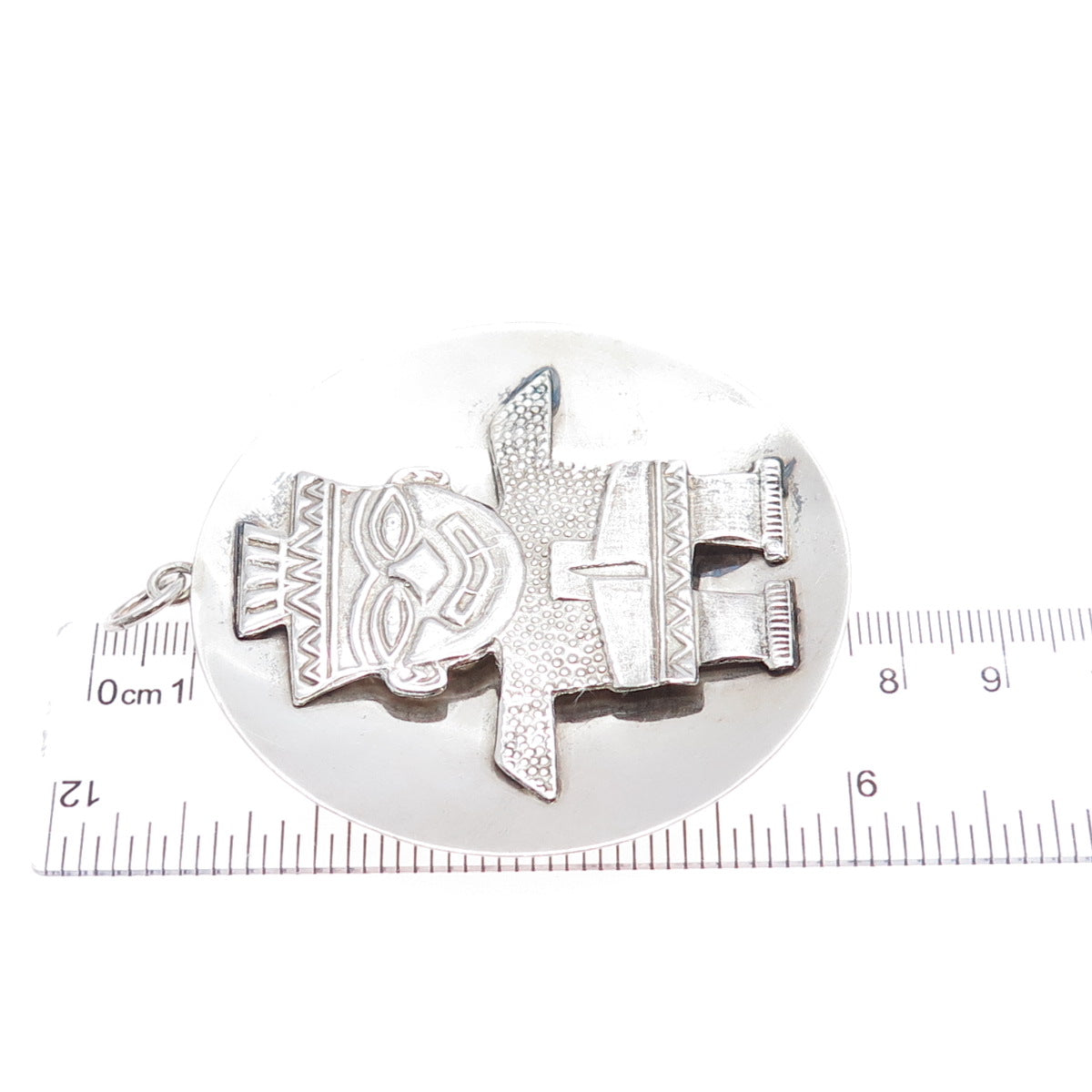 900 Silver Vintage Peruvian God Large Tribal Charm Pendant