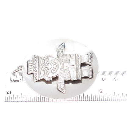 900 Silver Vintage Peruvian God Large Tribal Charm Pendant