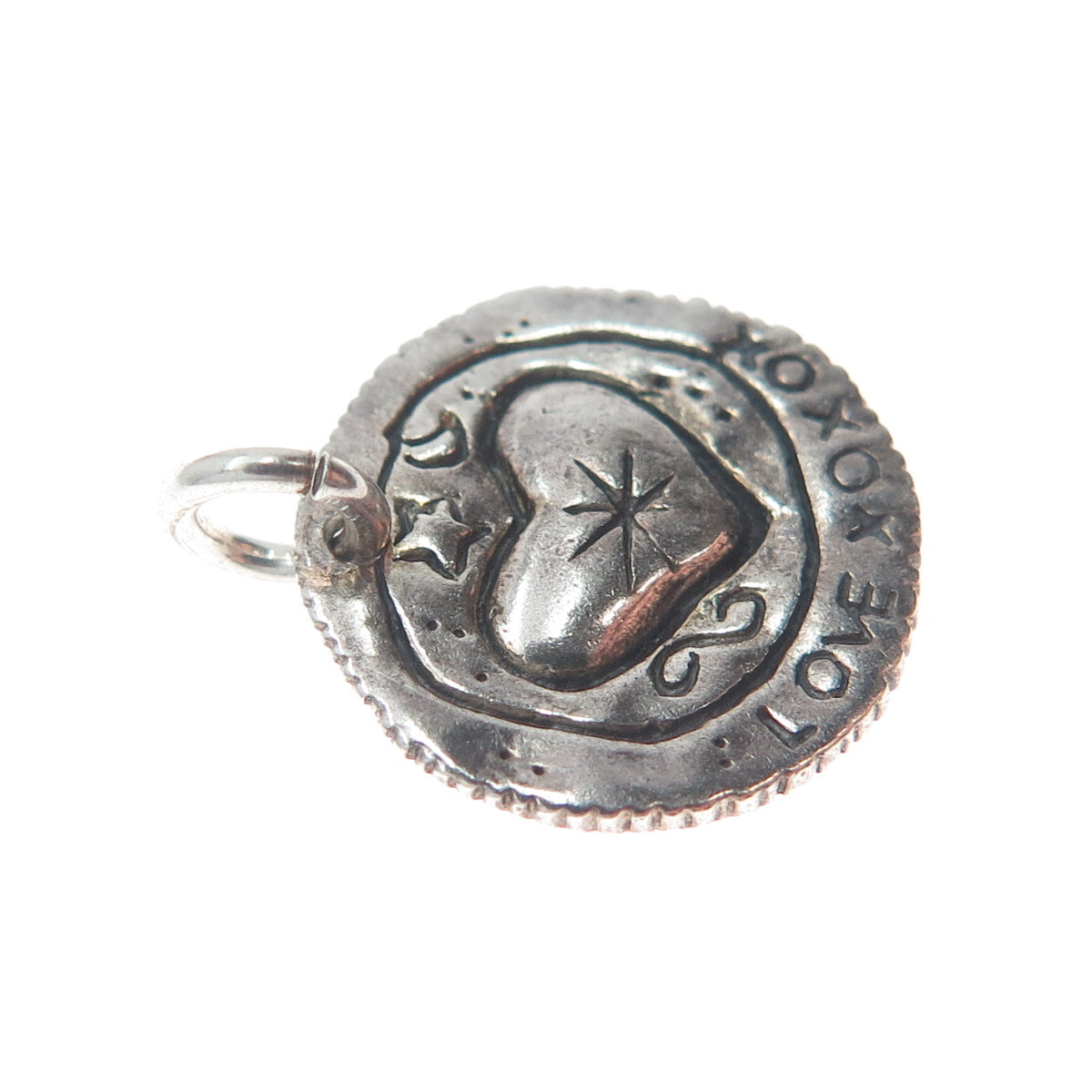 PB PAUL BRACKNA Sterling Silver Vintage Love XOXOX Oxidized Minimalist Pendant