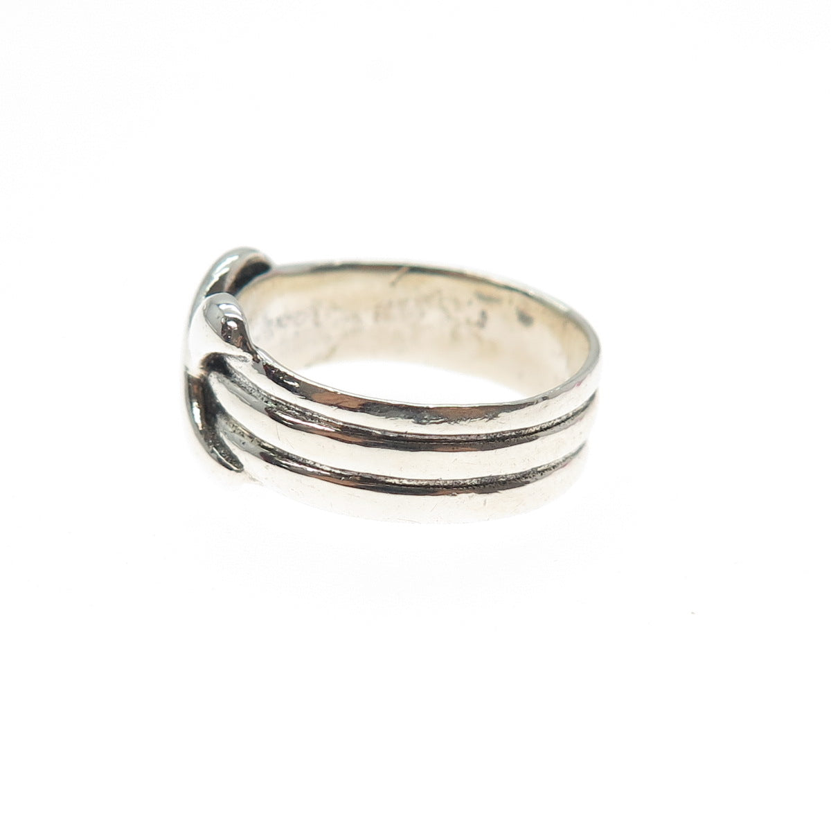 925 Sterling Silver Vintage Modernist Infinity Ring Size 7