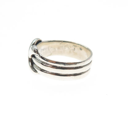 925 Sterling Silver Vintage Modernist Infinity Ring Size 7