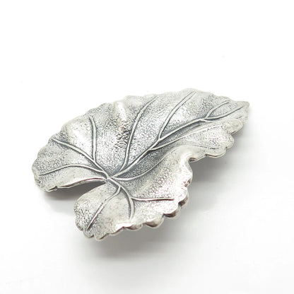 925 Sterling Silver Vintage Michele Sculptural Hammered Leaf Pin Brooch