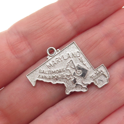 M&M Mark Mercy 925 Sterling Silver Vintage Maryland State Mini Charm Pendant