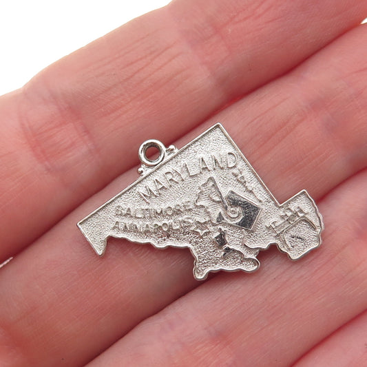 M&M Mark Mercy 925 Sterling Silver Vintage Maryland State Mini Charm Pendant