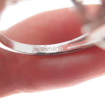 CHUCK CLEMENCY 925 Sterling Silver Real Black Spinel White Topaz Ring Size 7.25