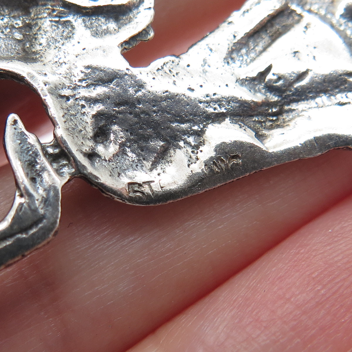 925 Sterling Silver Vintage Tribal Dancer Gemini Zodiac Sign Oxidized Pin Brooch