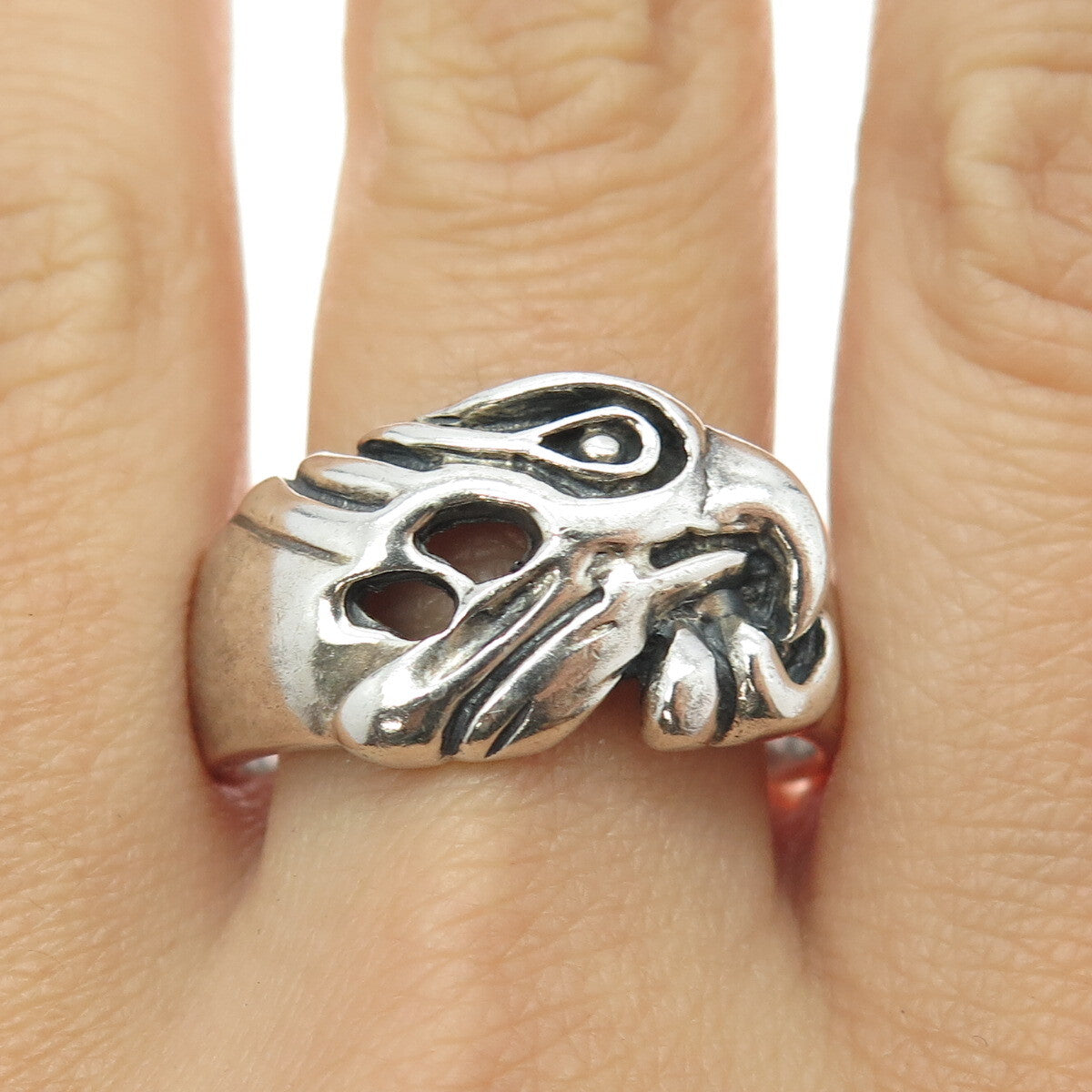 925 Sterling Silver Vintage Eagle Bird Ring Size 13.25