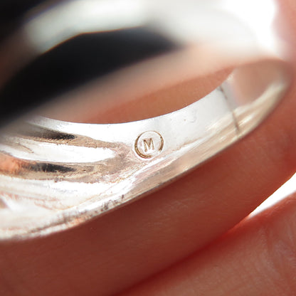 925 Sterling Silver Vintage Italy Modernist Ribbed Ring Size 7.5