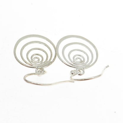925 Sterling Silver Spiral Drop Dangling Earrings
