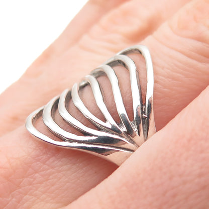 925 Sterling Silver Vintage Modernist Multi-Row Oxidized Ring Size 10