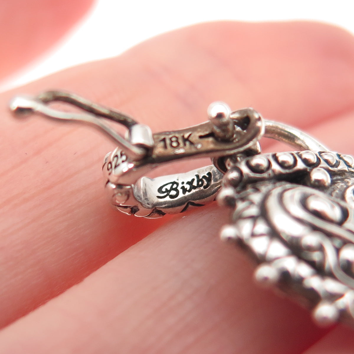 Barbara Bixby 925 Sterling Silver 18K Gold Floral Padlock Heart Charm Pendant