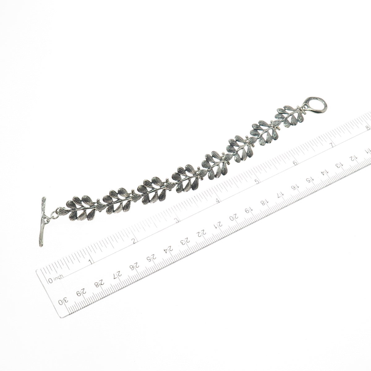 HAGIT GORALI 925 Sterling Silver Vintage Israel Modernist Floral Bracelet 6.75"