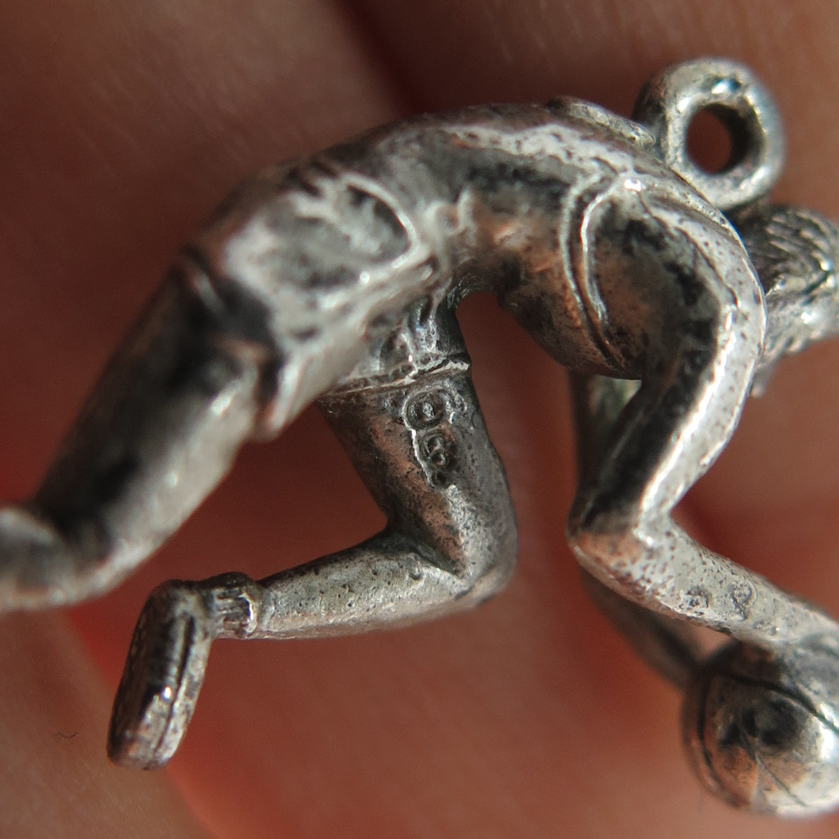 CREED 925 Sterling Silver Vintage Basketball Player Oxidized Charm Pendant