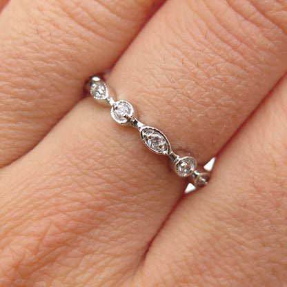 925 Sterling Silver Round-Cut C Z All Around Eternity Stackable Band Ring Size 6