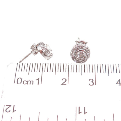 925 Sterling Silver Round-Cut C Z Stud Earrings
