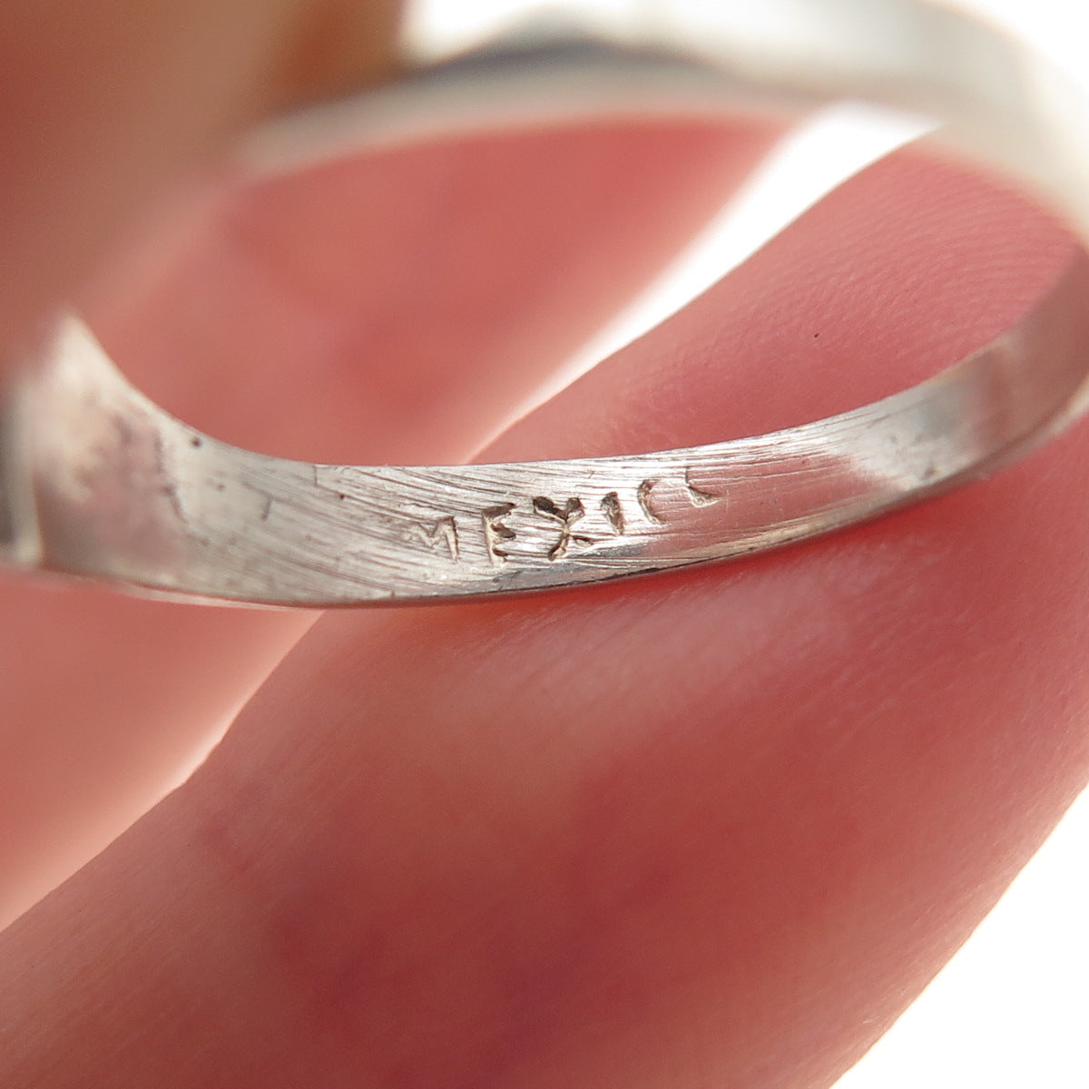 925 Sterling Silver Vintage Mexico Modernist Oxidized Ring Size 5.5