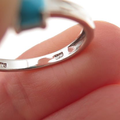 Chuck Clemency 925 Sterling Silver Real Turquoise Diamond-Cut Ring Size 8.25