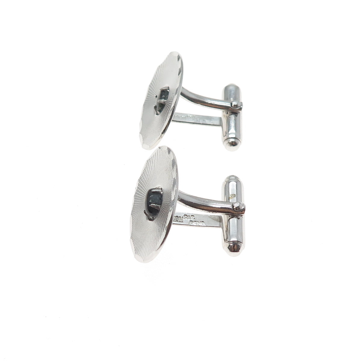 ANSON 925 Sterling Silver Antique Art Deco Real Black Sapphire Cufflinks