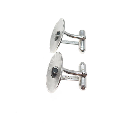 ANSON 925 Sterling Silver Antique Art Deco Real Black Sapphire Cufflinks