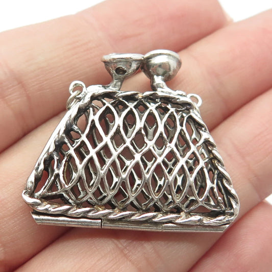 925 Sterling Silver Vintage C Z Ladies Pouch Necklace Central Part