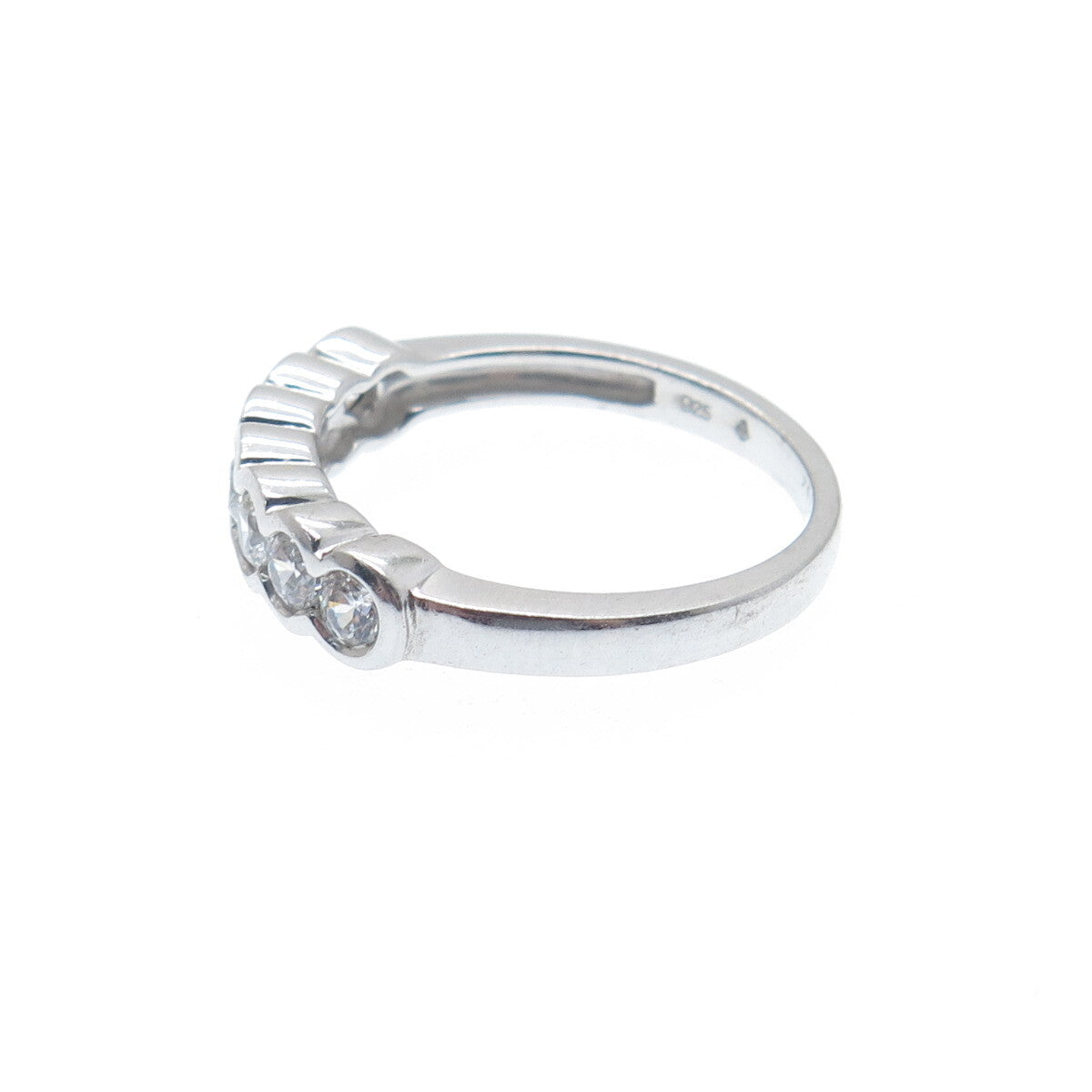 925 Sterling Silver Round-Cut C Z Half Eternity Band Ring Size 7