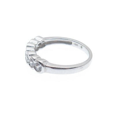 925 Sterling Silver Round-Cut C Z Half Eternity Band Ring Size 7