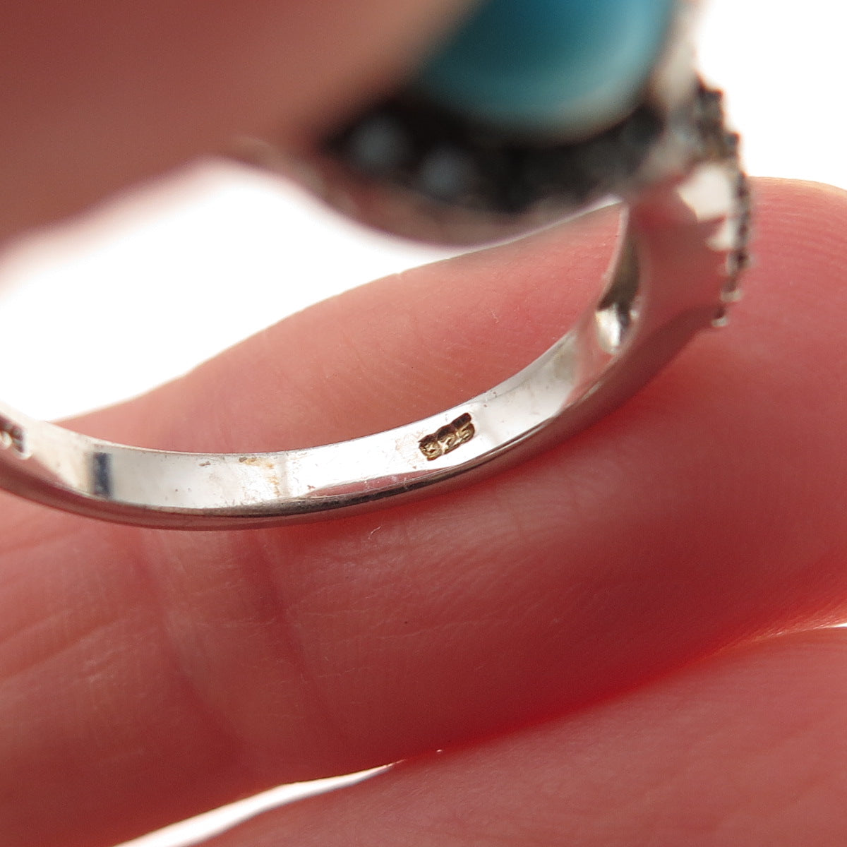 Chuck Clemency 925 Sterling Silver Real Turquoise & Black Spinel Ring Size 8.25