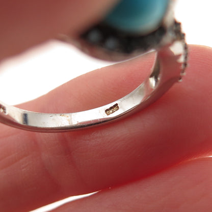 Chuck Clemency 925 Sterling Silver Real Turquoise & Black Spinel Ring Size 8.25