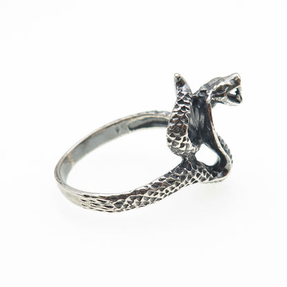 925 Sterling Silver Vintage Cobra Snake Oxidized Ring Size 13