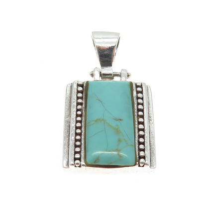 CHAPAL ZENRAY 925 Sterling Silver Vintage Real Turquoise Granulated Pendant