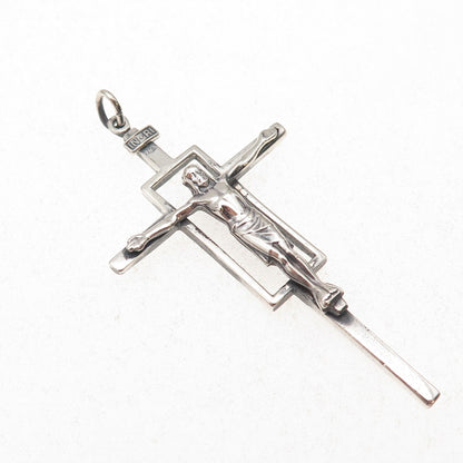 Creed 925 Sterling Silver Vintage Crucifix Cross Religious Oxidized Pendant