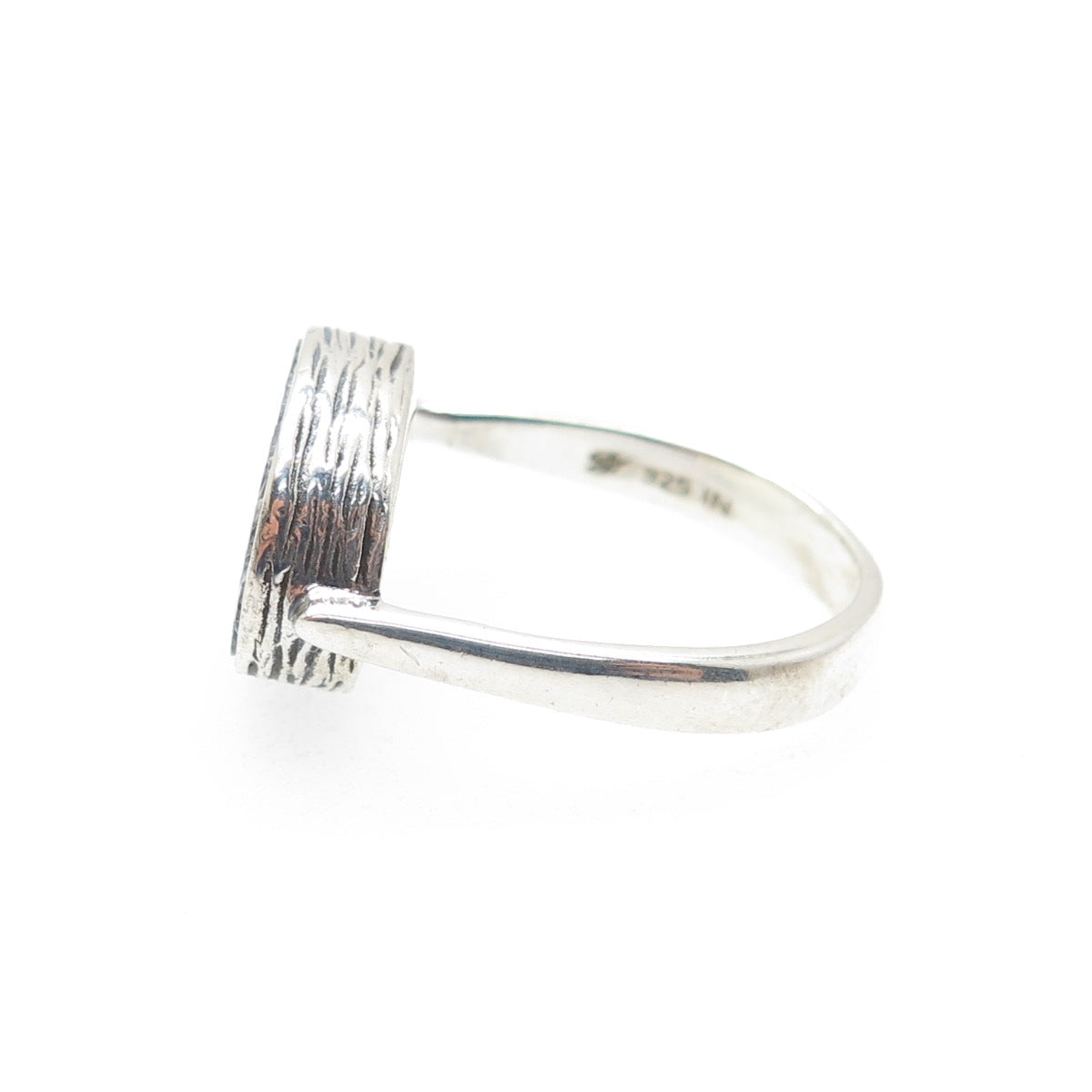 SAMUEL BENHAM 925 Sterling Silver Vintage Real Diamond Inlay Ring Size 5.5