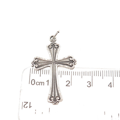 925 Sterling Silver Vintage Cross Religious Oxidized Charm Pendant