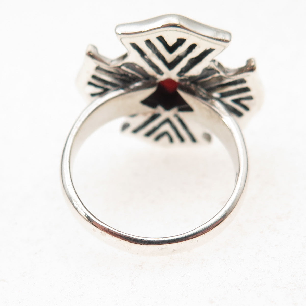 Doug Paulus 925 Sterling Silver Vintage Real Carnelian Cross Ring Size 8.25
