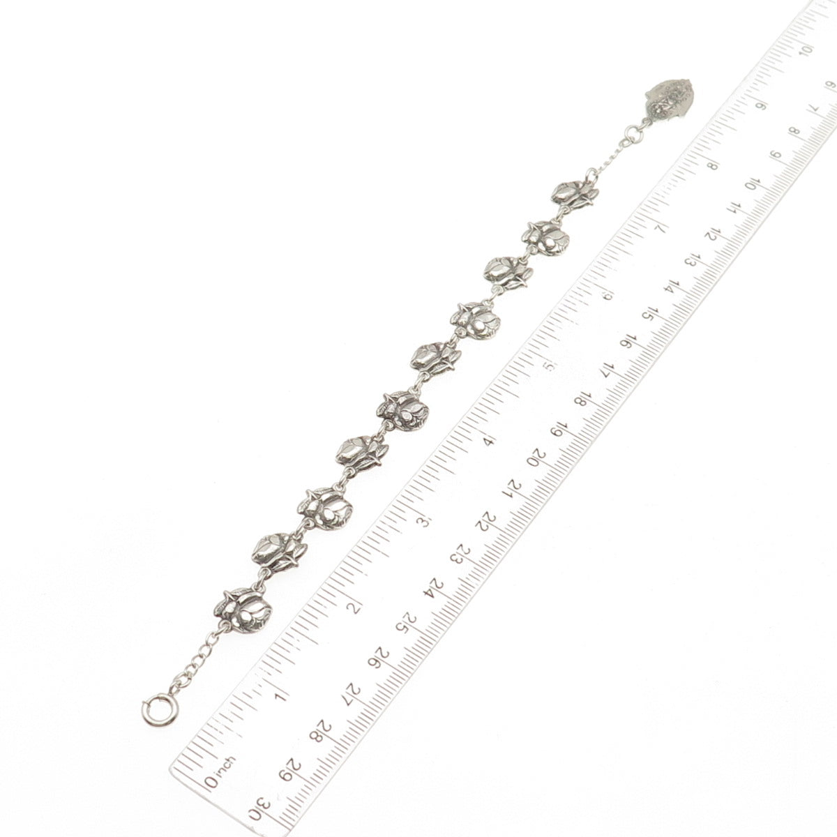 925 Sterling Antique Art Deco St. Mary Christopher Joseph Michael Bracelet 7.5"