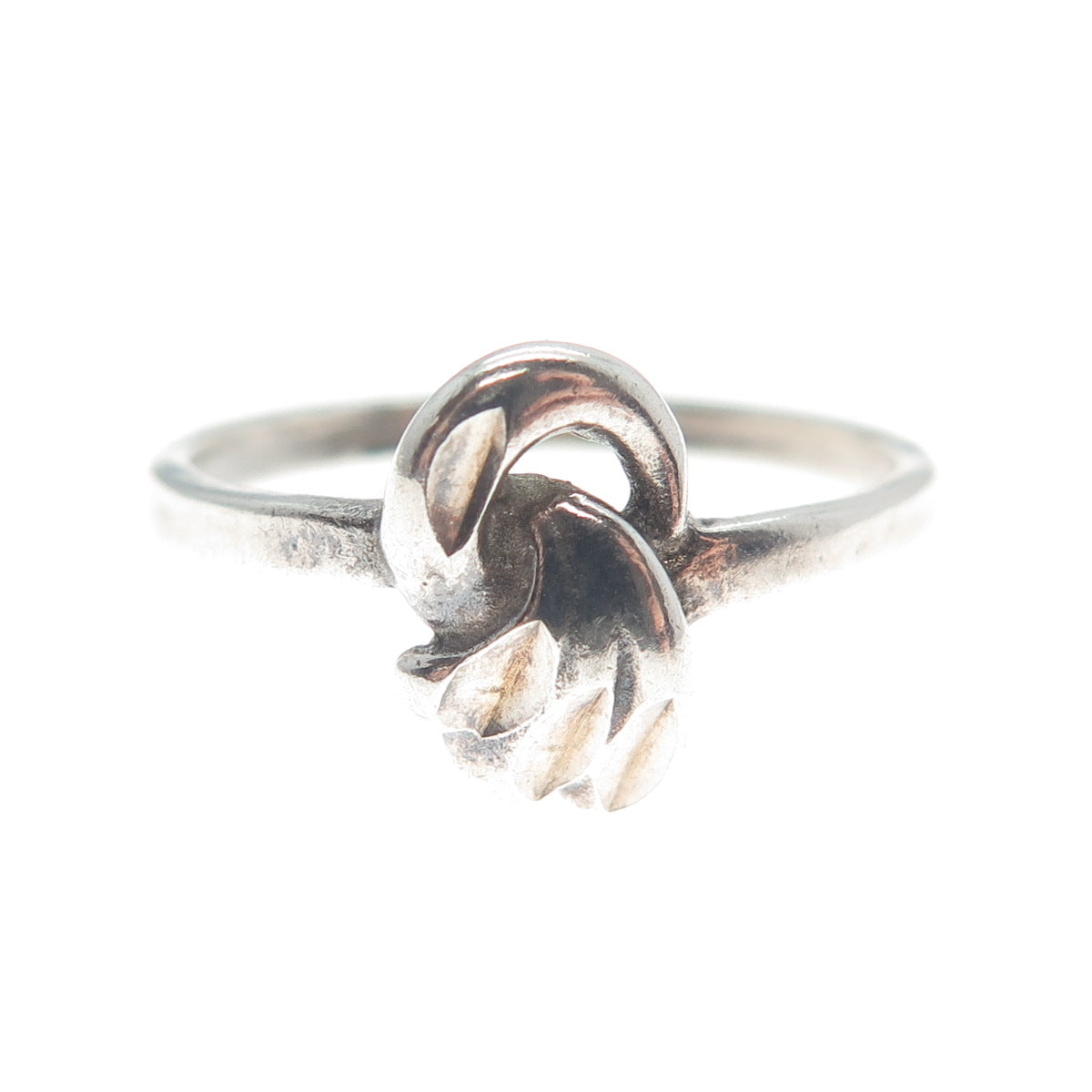 925 Sterling Silver Vintage Hook & Eye Modernist Ring Size 6