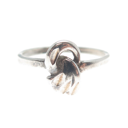 925 Sterling Silver Vintage Hook & Eye Modernist Ring Size 6