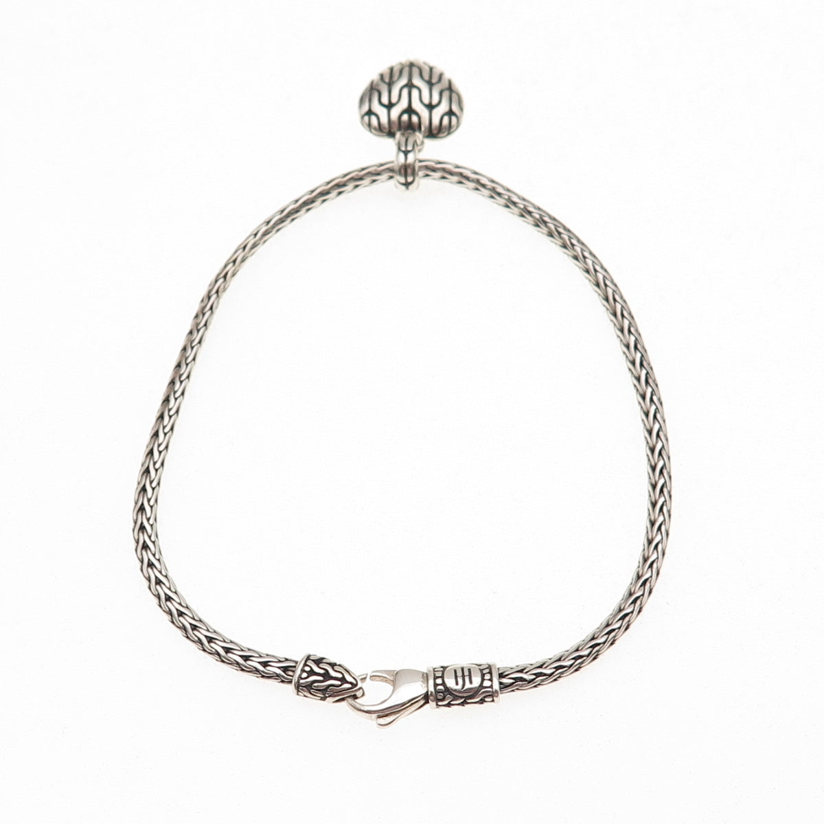 John Hardy 925 Sterling Silver Vintage Classic Chain Heart Charm Bracelet 6.5"