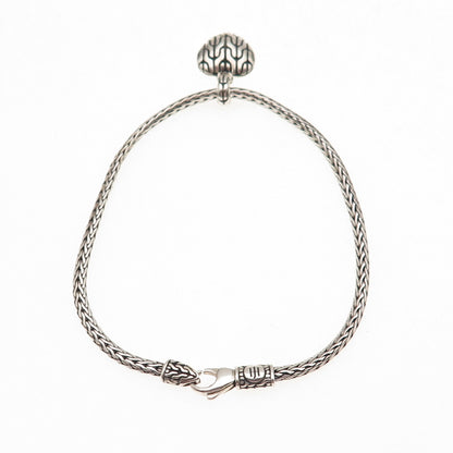 John Hardy 925 Sterling Silver Vintage Classic Chain Heart Charm Bracelet 6.5"