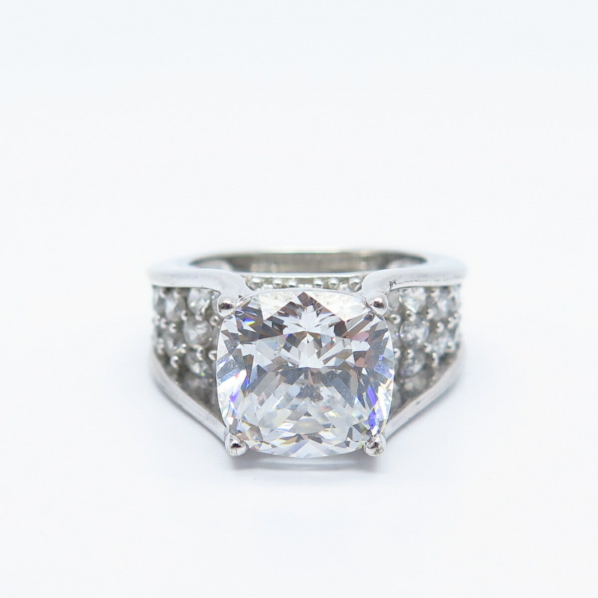 925 Sterling Silver Princess-Cut C Z Ring Size 5.75