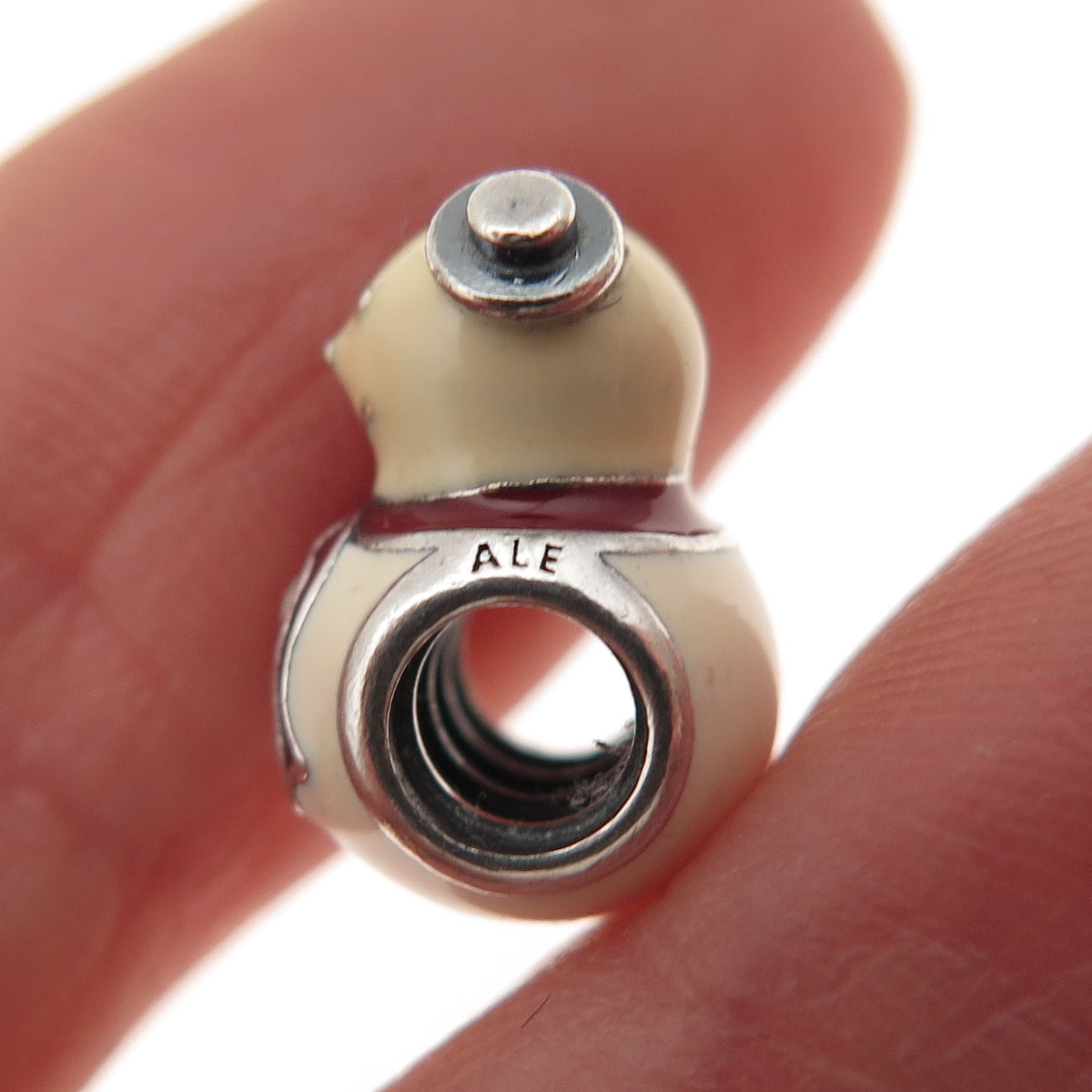 PANDORA 925 Sterling Silver Enamel Snowman Slide Bead Charm
