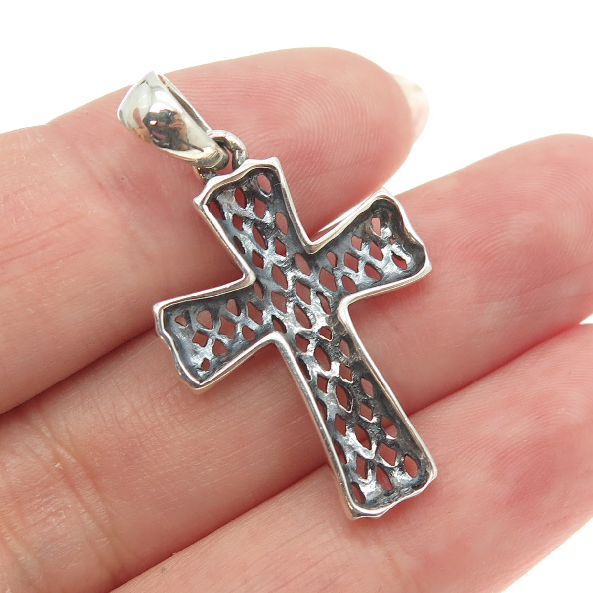 925 Sterling Silver Vintage Kali Woven Cross Pendant