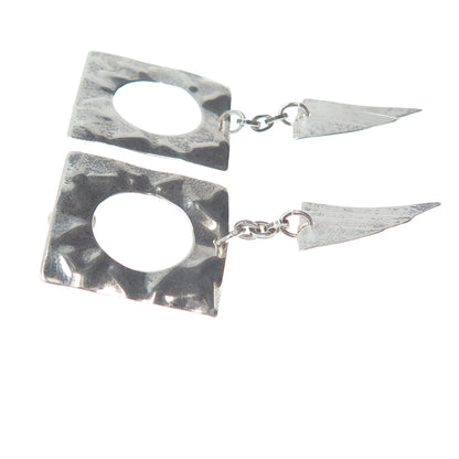 Old Pawn 925 Sterling Silver Vintage Hammered Finish Tribal Oxidized Earrings
