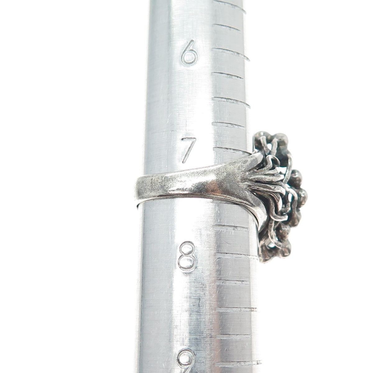 RIDER 950 Silver Vintage Real Amazonite Modernist Oxidized Ring Size 7.5