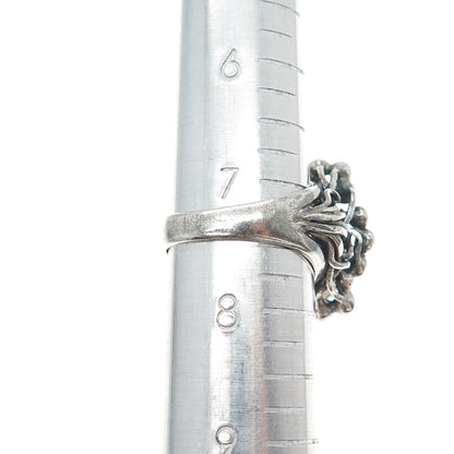 RIDER 950 Silver Vintage Real Amazonite Modernist Oxidized Ring Size 7.5