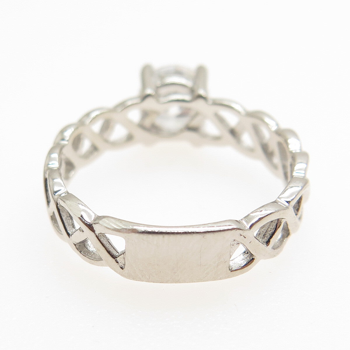 925 Sterling Silver Vintage Round-Cut C Z Woven Engagement Ring Size 7