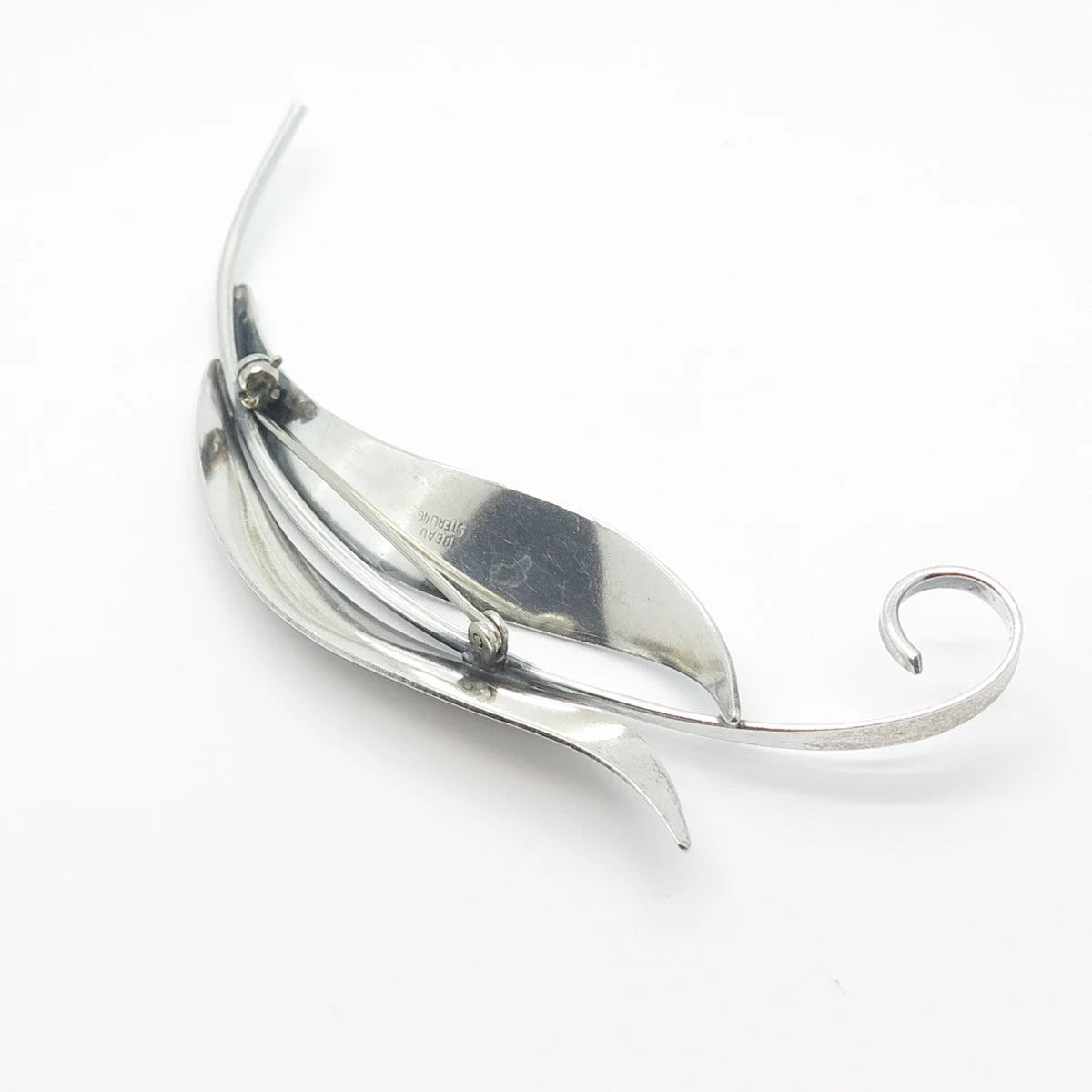 925 Sterling Silver Vintage BEAU Leaf Pin Brooch