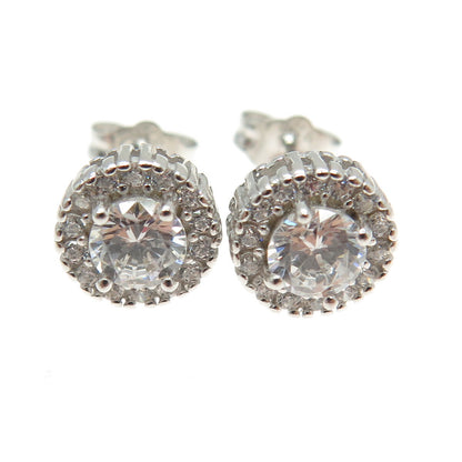 925 Sterling Silver Round-Cut C Z Sparkle Stud Earrings