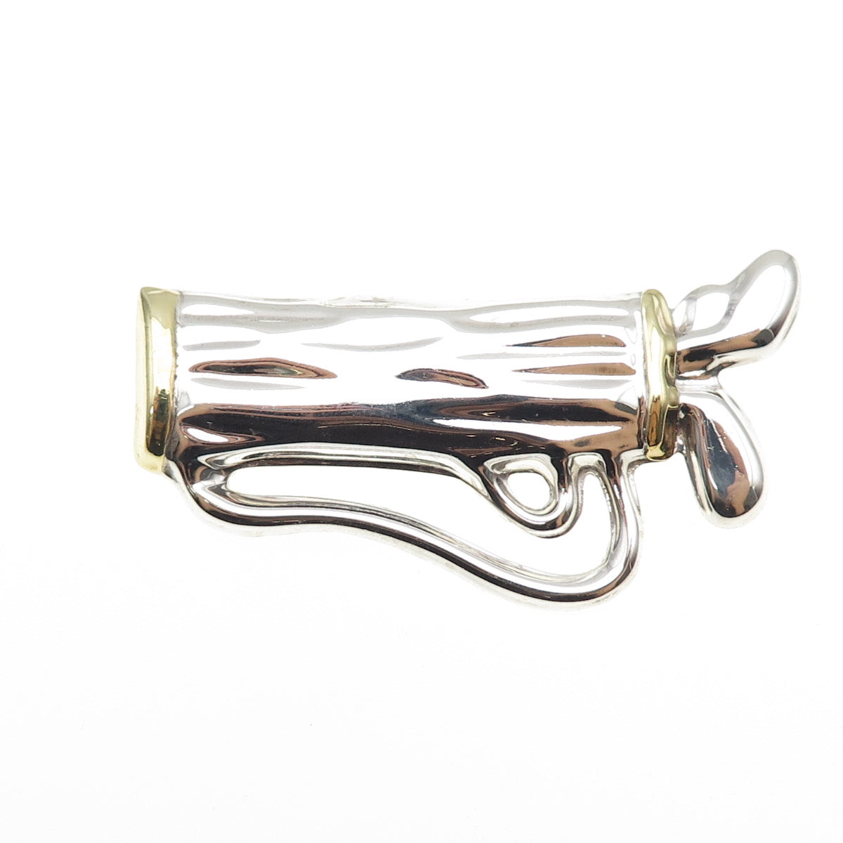 925 Sterling Silver 2-Tone Vintage Mexico Golf Club Pin Brooch